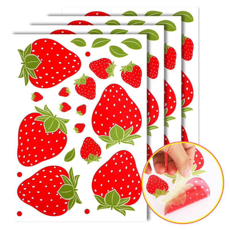 Commercial Kitchen Wall Panels - Şeffaf Çilek Duvar Çıkartmaları Çıkarılabilir ve
