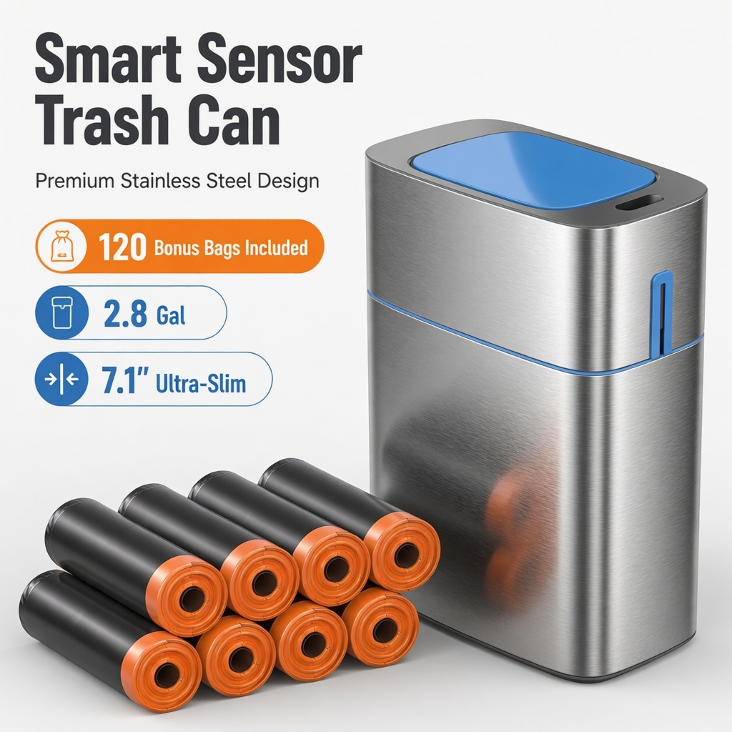 Commercial Kitchen Trash Can - Joybos Premium Paslanmaz Çelik Akıllı Çöp