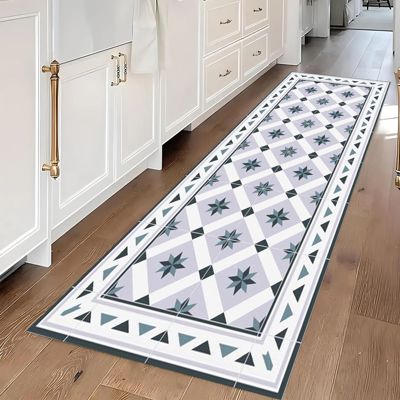 Commercial Kitchen Tile - Mavi ve Gri Geometrik Desenli Kaymaz