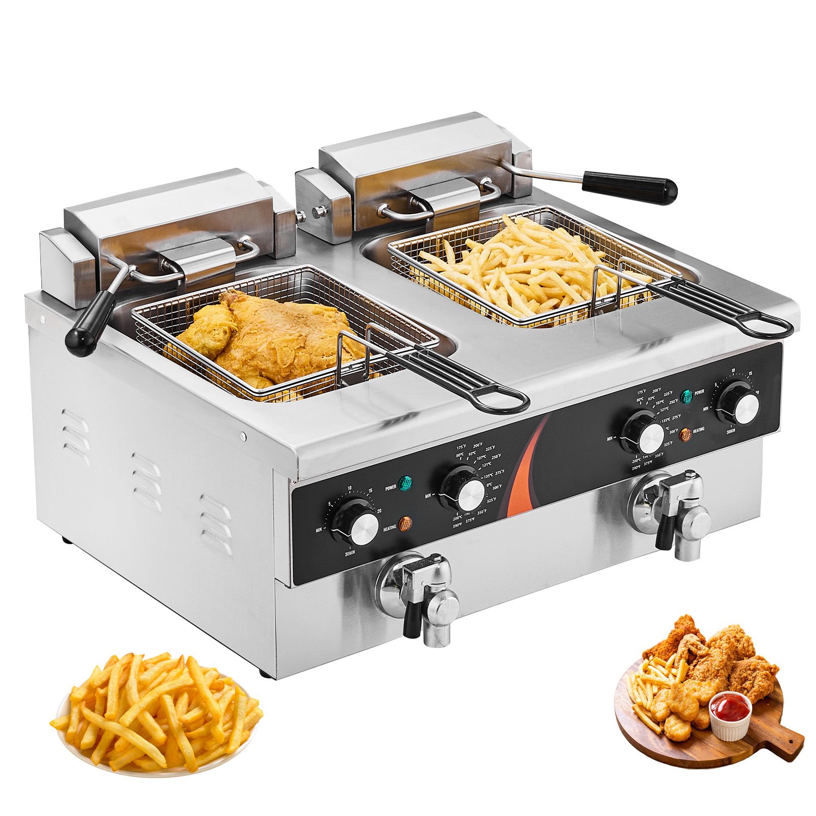 Induction Cooker Commercial - Ticari Fritöz 3500W, Çift Tanklı Elektrikli